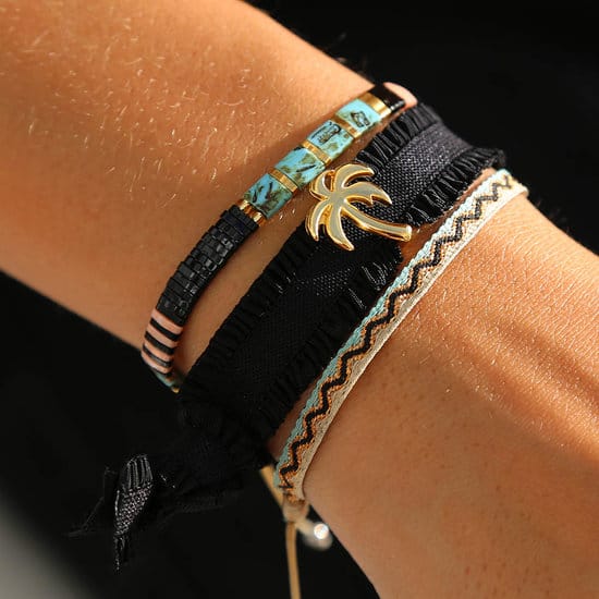 Armband - Love Ibiza - Muscheln Schwarz