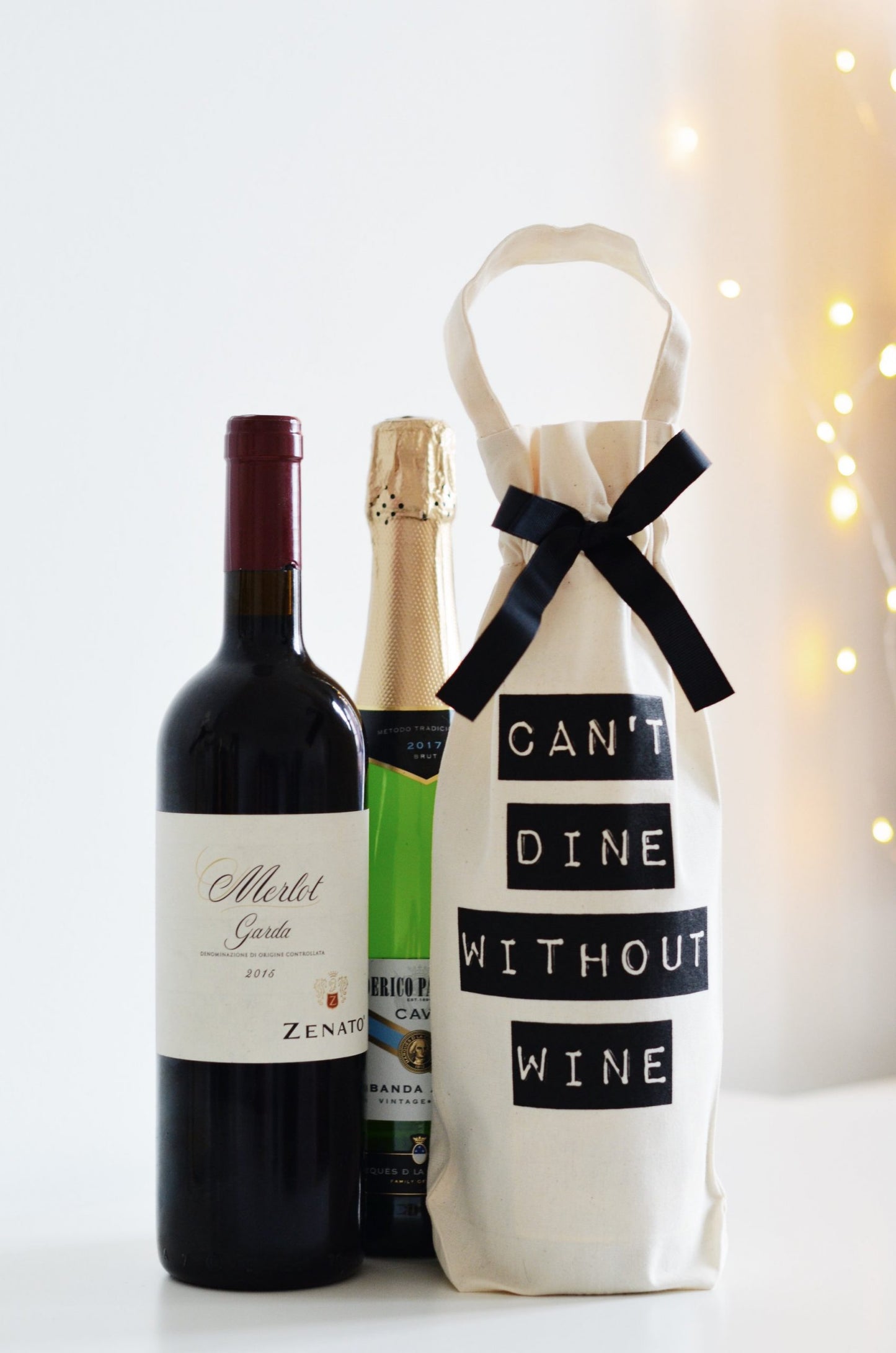 BAG-ALL Geschenktasche Wein Can't Dine Without Wine