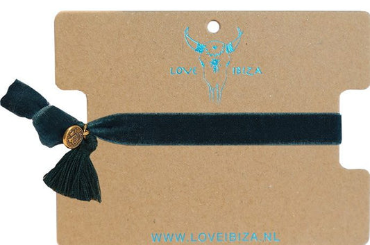 Love Ibiza - Samt Hairtie *Blue/Green*